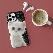 Fluffy White Cat & Math Formulas Blackboard Case-M Case-Mate iPhoneケース