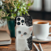 Fluffy White Cat & Math Formulas Blackboard Case-M Case-Mate iPhoneケース