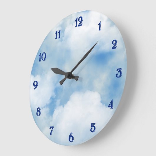 Fluffy White Clouds ラージ壁時計 (傾斜)