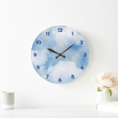 Fluffy White Clouds ラージ壁時計 (ホーム)