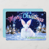 Fluffy White Rabbit in Magical Winter Forest シーズンカード (正面/裏面)