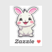Fluffy White Rabbit Vinyl Sticker シール (シート)