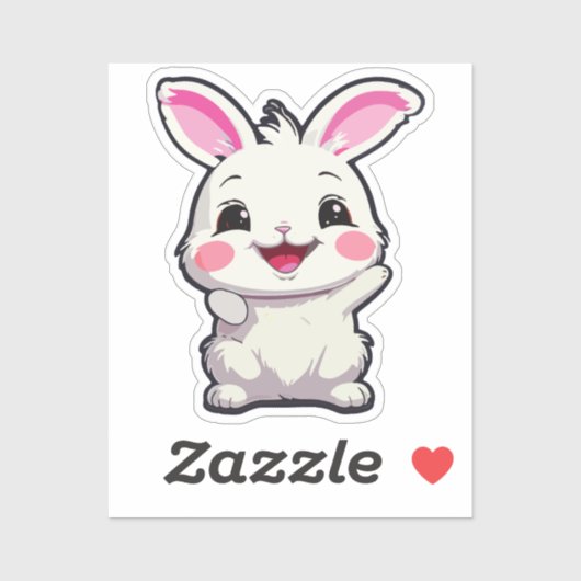 Fluffy White Rabbit Vinyl Sticker シール (シート)