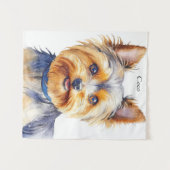 Fluffy Yorkshire Terrier Soft and Gentle Dog Art タペストリー (正面(横))