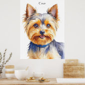 Fluffy Yorkshire Terrier Soft and Gentle Dog Art ポスター (キッチン)