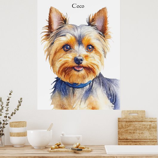 Fluffy Yorkshire Terrier Soft and Gentle Dog Art ポスター (キッチン)