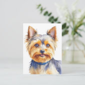 Fluffy Yorkshire Terrier Soft and Gentle Dog Art ポストカード (スタンド正面)