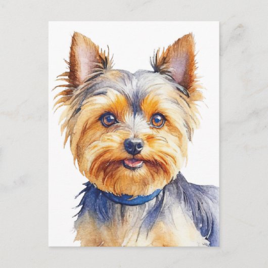 Fluffy Yorkshire Terrier Soft and Gentle Dog Art ポストカード (正面)