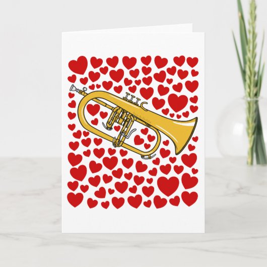 Flugelhorn With Hearts Valentines Anniversary Card シーズンカード (正面)