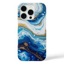 Fluid エレガント Art iPhone 16ケース – 抽象芸術ブルー