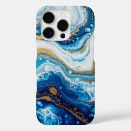 Fluid エレガント Art iPhone 16ケース – 抽象芸術ブルー iPhone 16 Proケース