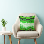 Fluid Artのような緑と黒ストライプのの大理石 クッション (椅子)