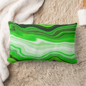 Fluid Artのような緑と黒ストライプのの大理石 ランバークッション (ブランケット)