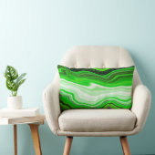 Fluid Artのような緑と黒ストライプのの大理石 ランバークッション (椅子)
