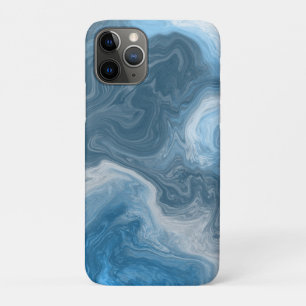 Fluid Artのような青と白の大理石の水 iPhone 11 Proケース