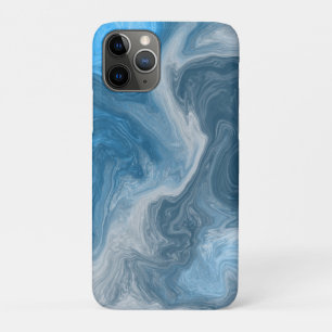 Fluid Artのような青と白の大理石の水 iPhone 11 Proケース