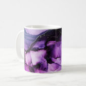 Fluid Art:パープルと金ゴールドラグジュアリー コーヒーマグカップ (正面左)