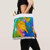 Fluid Art.抽象芸術カラフル背景、壁紙 トートバッグ (クローズアップ)