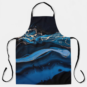 Fluid Art.液体金属金ゴールド(抽象芸術青w) エプロン