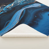 Fluid Art.液体金属金ゴールド(抽象芸術青w) シェルパブランケット (3/4)