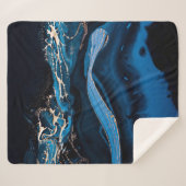 Fluid Art.液体金属金ゴールド(抽象芸術青w) シェルパブランケット (正面(横))