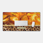 Fluid Art Pour パーソナライズされた Leopard Print デスクマット (キーボード&マウス)