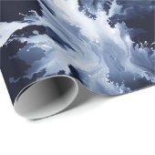 Fluid Ink Black Indigo Splash Abstract Pattern ラッピングペーパー (ロールコーナー)