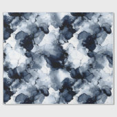 Fluid Ink Black Indigo Splash Abstract Pattern ラッピングペーパー (フラット)