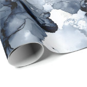 Fluid Ink Black Indigo Splash Abstract Pattern ラッピングペーパー (ロールコーナー)