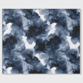 Fluid Ink Black Indigo Splash Abstract Pattern ラッピングペーパー (フラット)