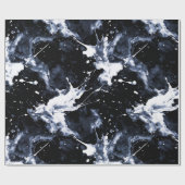 Fluid Ink Black Indigo Splash Abstract Pattern ラッピングペーパー (フラット)