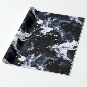Fluid Ink Black Indigo Splash Abstract Pattern ラッピングペーパー (アンロールド)