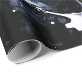 Fluid Ink Black Indigo Splash Abstract Pattern ラッピングペーパー (ロールコーナー)