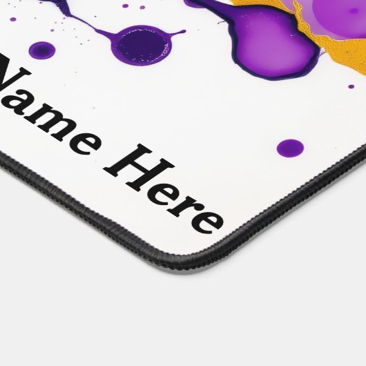 Fluid Ink Gold Marble Modern デスクマット (コーナー)