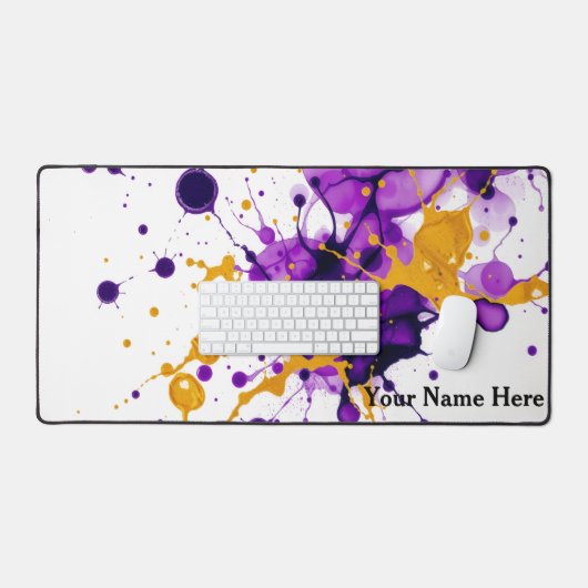 Fluid Ink Gold Marble Modern デスクマット (キーボード&マウス)