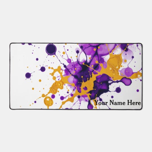 Fluid Ink Gold Marble Modern デスクマット (正面)