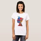 Fluid Paint Waves & Abstract Head – Women’s Basic  Tシャツ (正面フル)