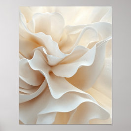 Fluid Petal Waves in Cream Portrait #3 ポスター
