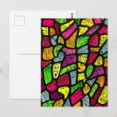 Fluorescent Cartoon Weird Faces Drawing ポストカード (正面/裏面)