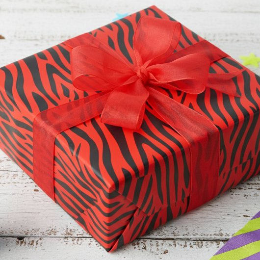 Fluorescent Red Small Zebra Print ラッピングペーパー