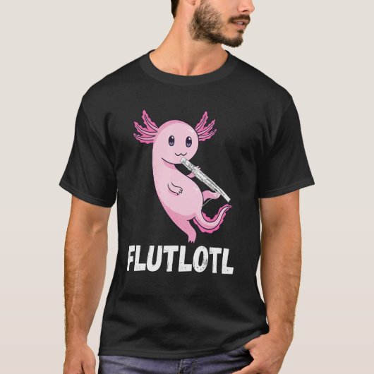 Flute Axolotl Flute Player Music Instrument Flute  Tシャツ (正面)