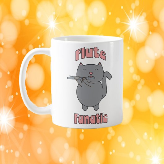 Flute Fanatic Gray Cat Pink コーヒーマグカップ