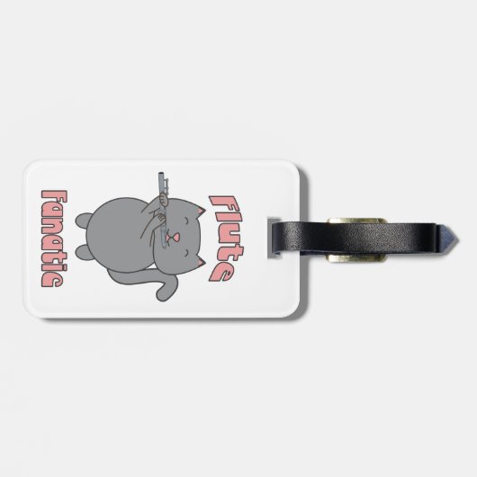 Flute Fanatic Gray Cat Pink ラゲッジタグ (裏面横)