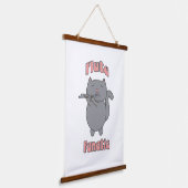 Flute Fanatic Gray Cat Pink 吊り下げ型タペストリー (傾斜あり)