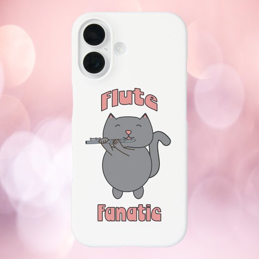 Flute Fanatic Gray Cat Pink Case-Mate iPhoneケース