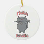 Flute Fanatic Musical Gray Cat Pink セラミックオーナメント (正面)