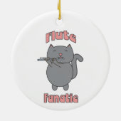 Flute Fanatic Musical Gray Cat Pink セラミックオーナメント (裏面)