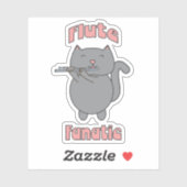 Flute Fanatic Pink Gray Cat シール (シート)