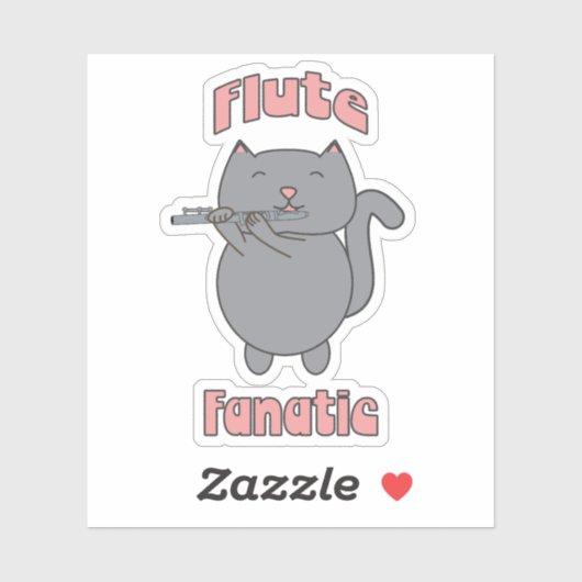 Flute Fanatic Pink Gray Cat シール (シート)