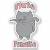 Flute Fanatic Pink Gray Cat シール (正面)
